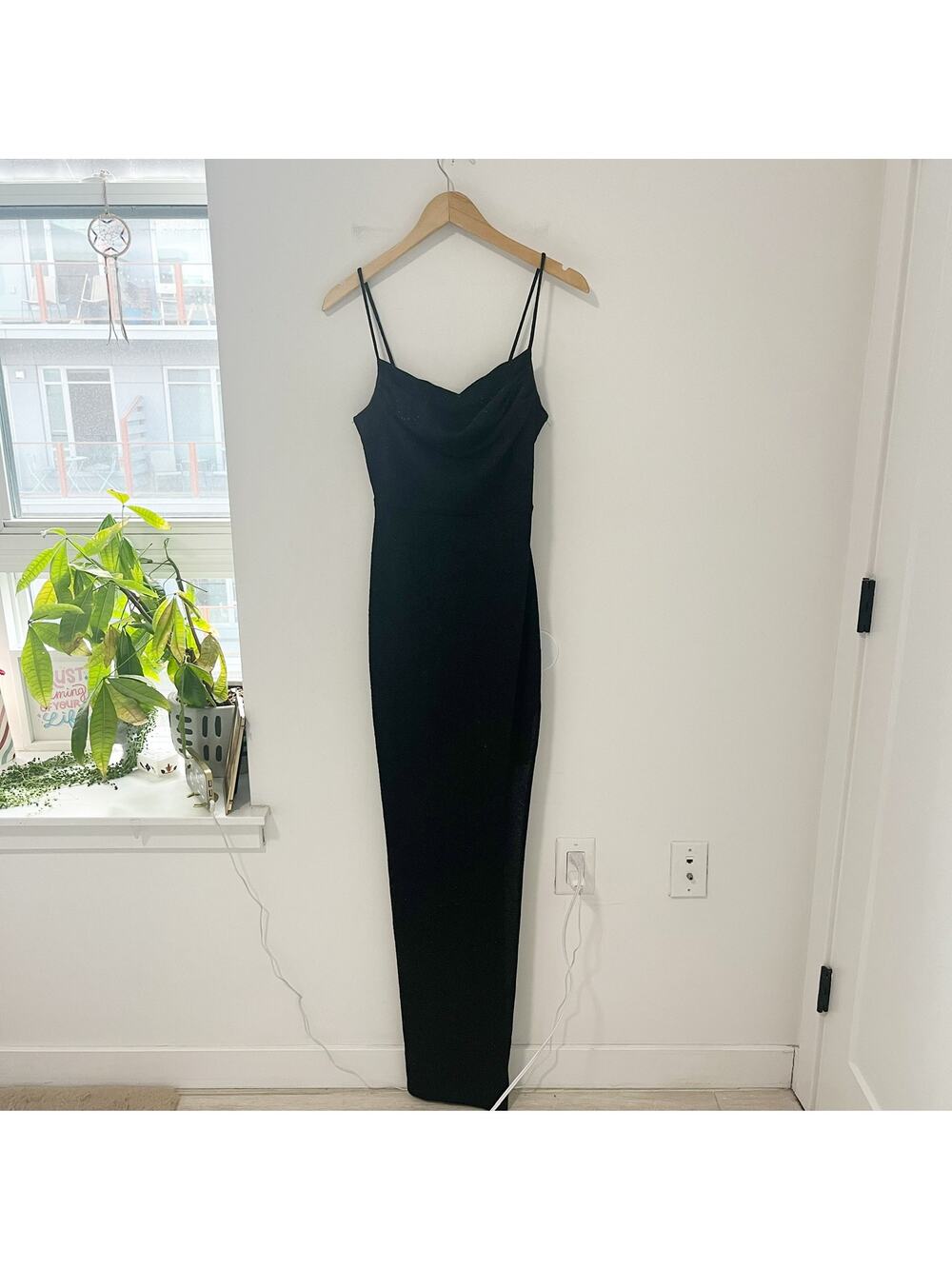 Windsor Black Sparkle Slinky Midi Dress Size Large